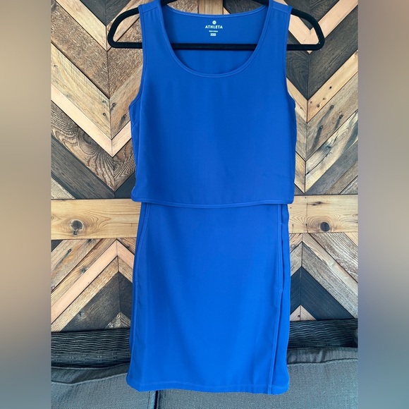 Athleta The Getaway Layered Dress Blue Sleeveless Mini Sporty Womens XXS - Picture 6 of 7